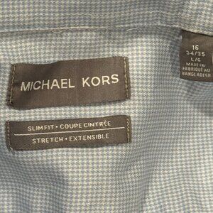 Michaels Kors Mens Slim fit Stretch size 16 34/35 LARGE button down